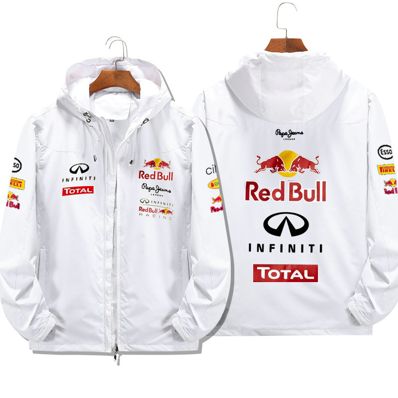 Veste Red Bull Racing Infiniti Total Zippé Capuche Homme Coupe-vent Imperméable